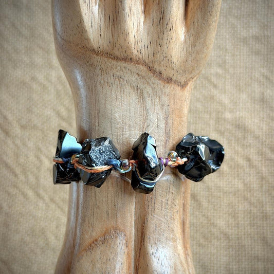 Elite Shungite Bracelet | Tumbled Elite, Rainbow Hemp, Adjustable
