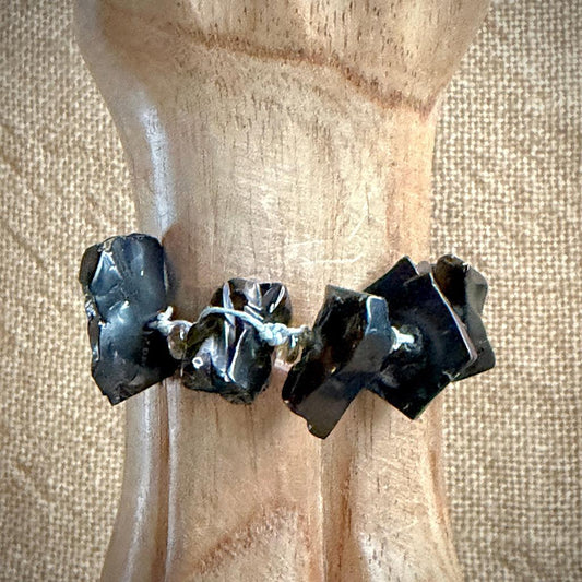 Elite Shungite Bracelet | Tumbled Elite, Rainbow Hemp, Brass Toggle
