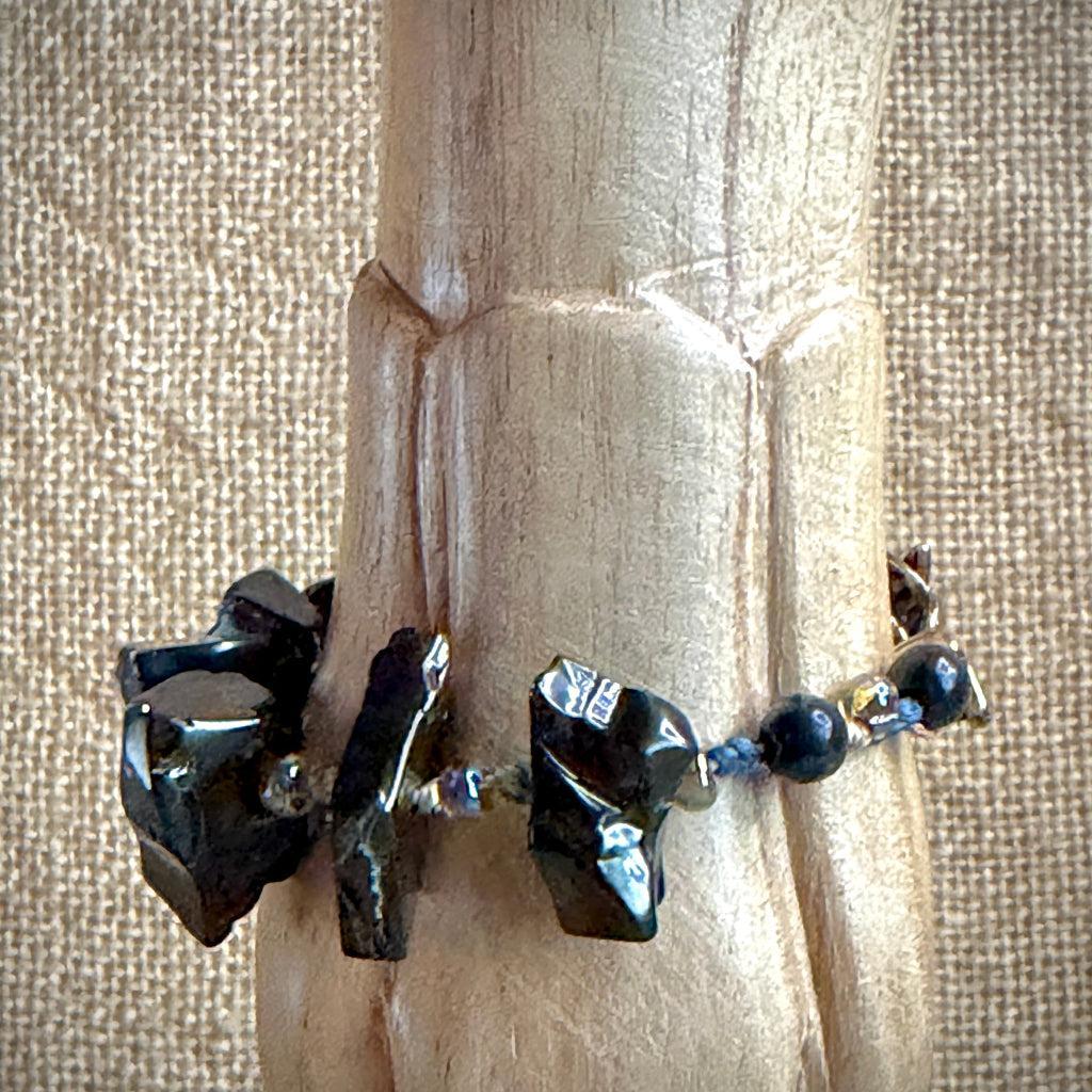 Elite Shungite Bracelet | Tumbled Elite, Rainbow Hemp, Brass Toggle