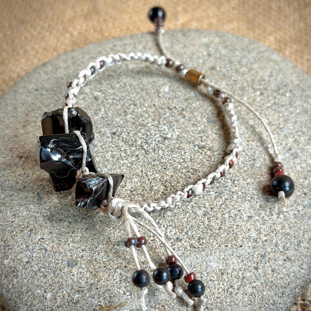 Elite Shungite Bracelet | Tumbled Elite, Red Seed Beads, Adjustable