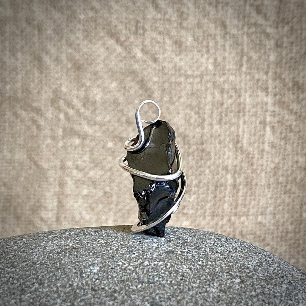 Elite Shungite Pendant | 5.3 g Hand Forged Sterling Silver Setting