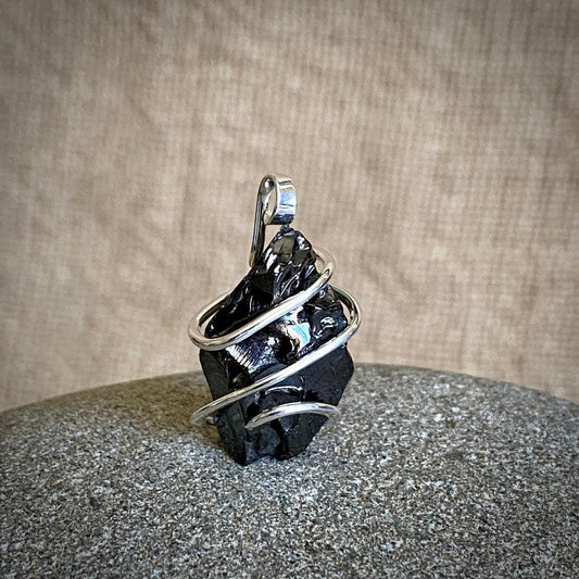 Elite Shungite Pendant | 5.3 g Hand Forged Sterling Silver Setting