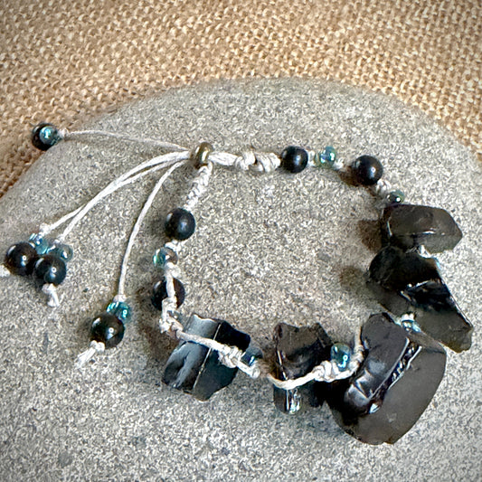 Elite Shungite Bracelet | Tumbled Elite, Blue Magatama, Adjustable
