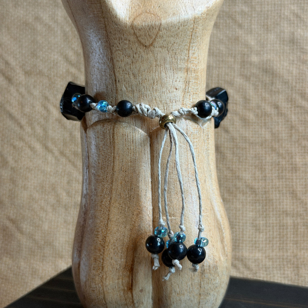 Elite Shungite Bracelet | Tumbled Elite, Blue Magatama, Adjustable 2