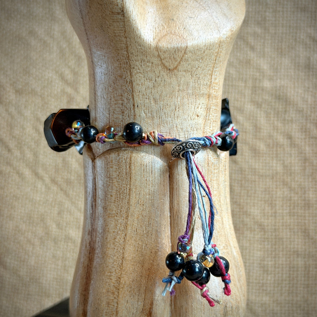 Elite Shungite Bracelet | Tumbled Elite, Rainbow Hemp, Adjustable 2