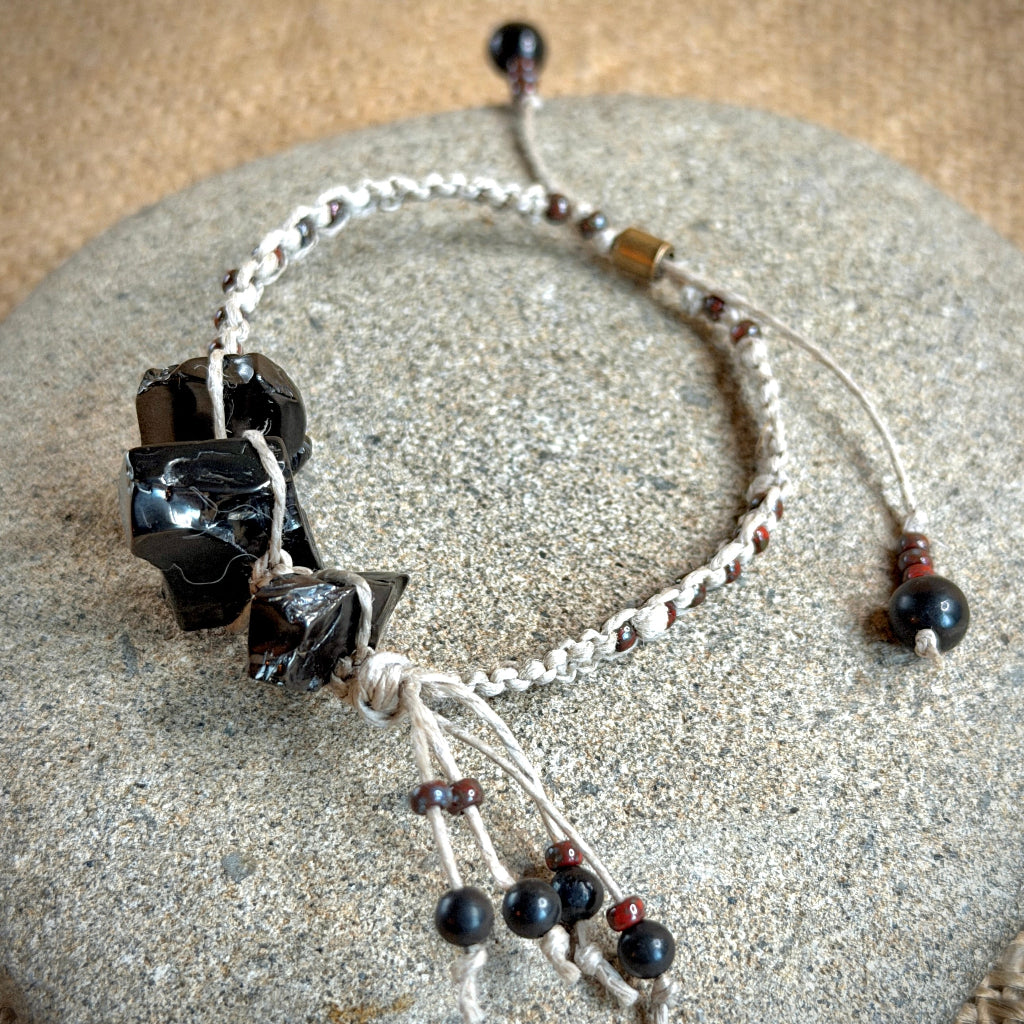 Elite Shungite Bracelet | Tumbled Elite, Red Seed Beads, Adjustable