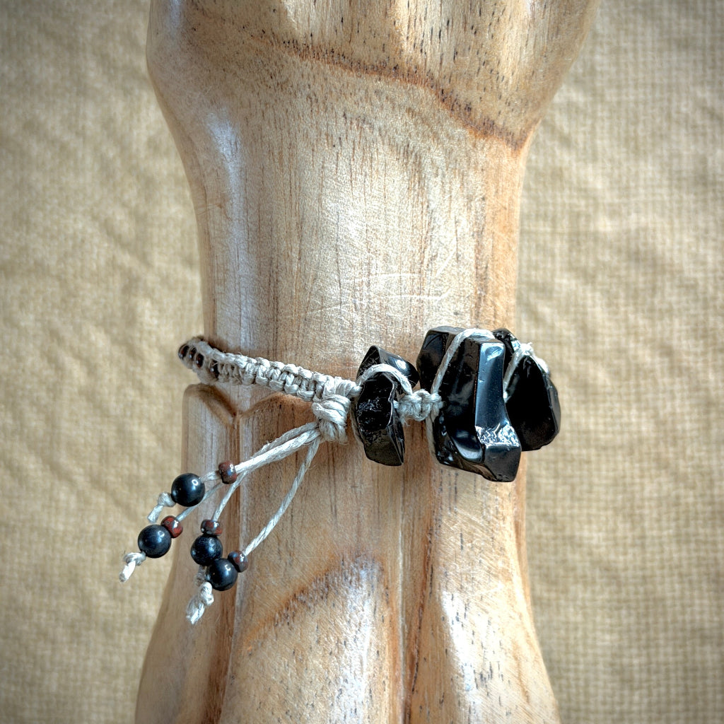 Elite Shungite Bracelet | Tumbled Elite, Red Seed Beads, Adjustable 1