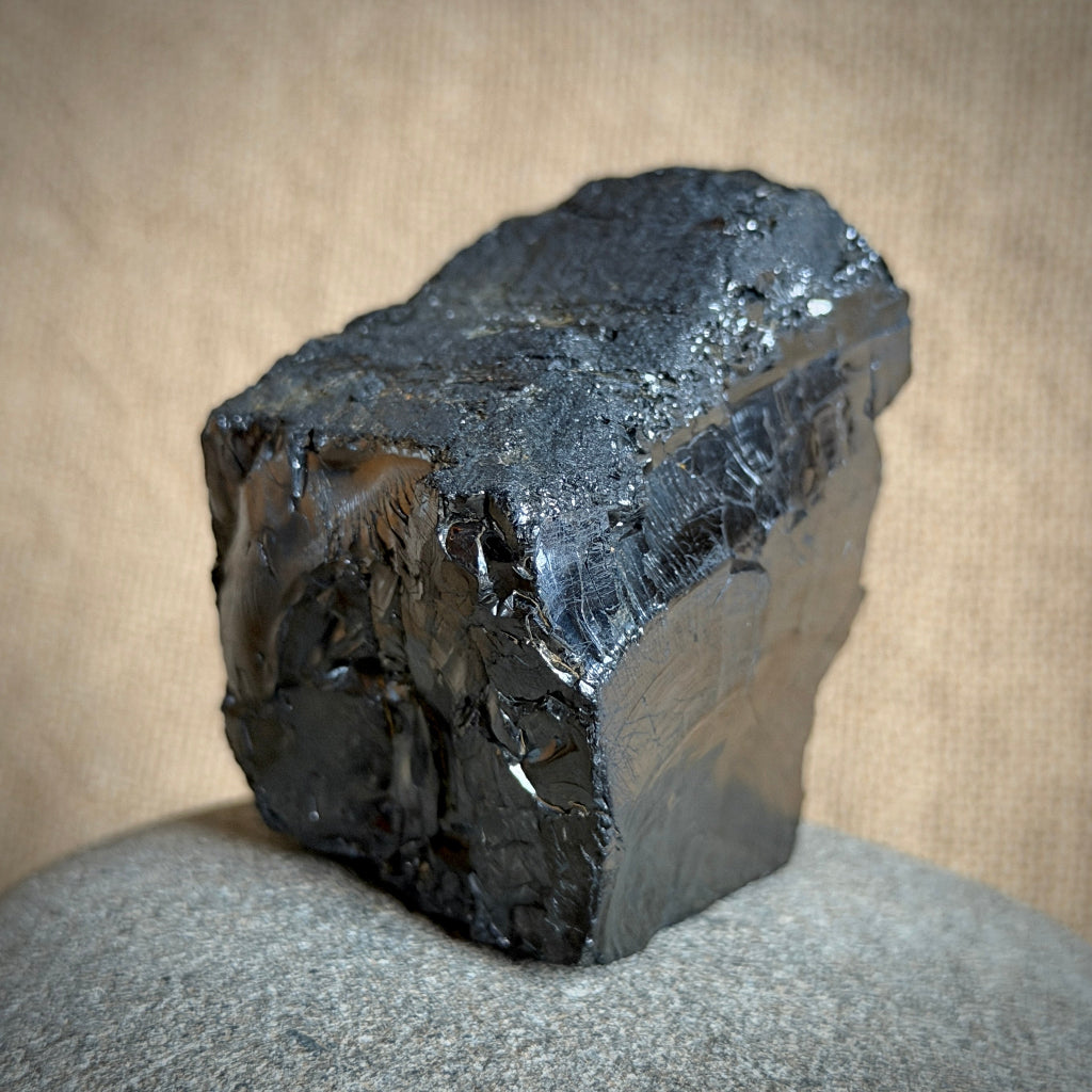 Elite Shungite Nugget 228g | On Polished Black Shungite Circular Tile 4