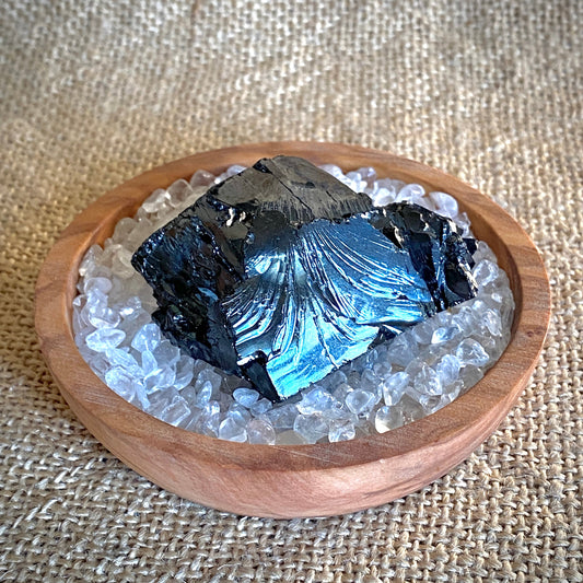 Elite Shungite Nugget 42g | Olive Wood Bowl, Crystal Quartz 2