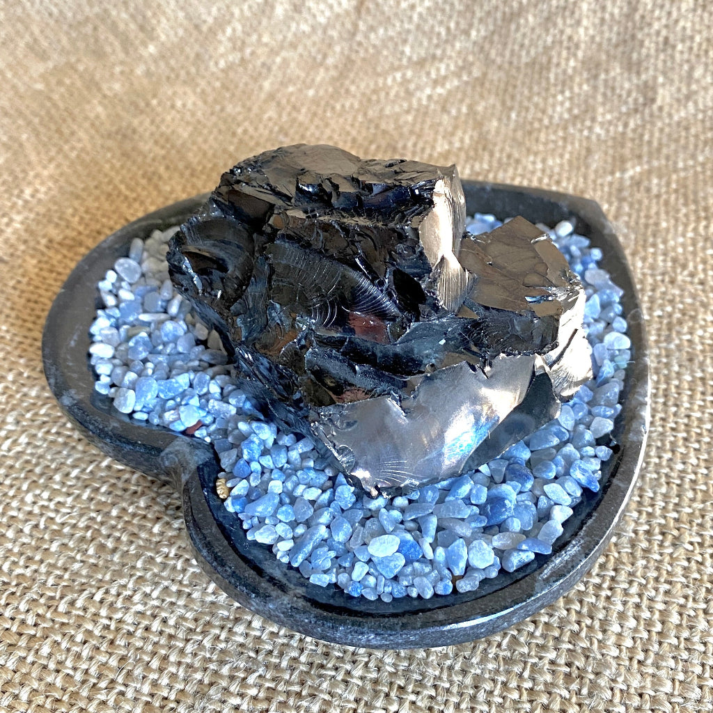 Elite Shungite Nugget 70g | Orthoceras Heart Bowl, Blue Aventurine 3