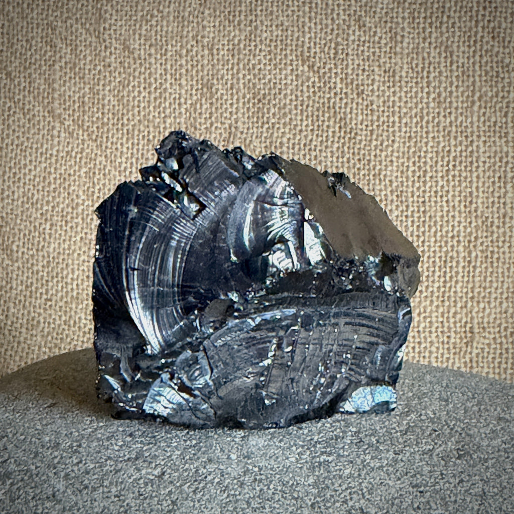 Elite Shungite Nugget 80g | On Black Shungite Slab 1