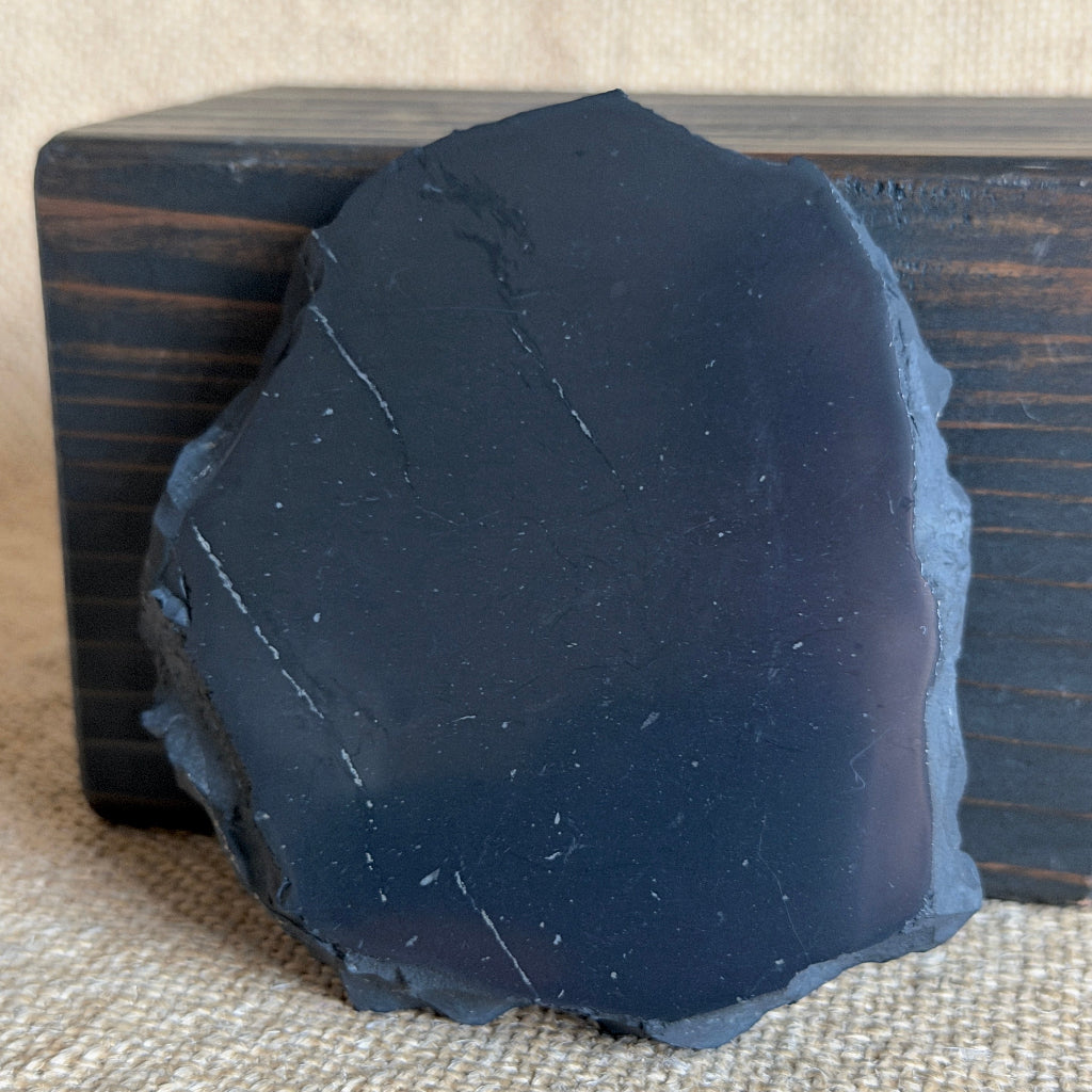 Elite Shungite Nugget 80g | On Black Shungite Slab 5