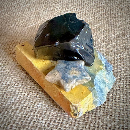 Elite Shungite Nugget & Jasper Star | On Bumblebee Jasper