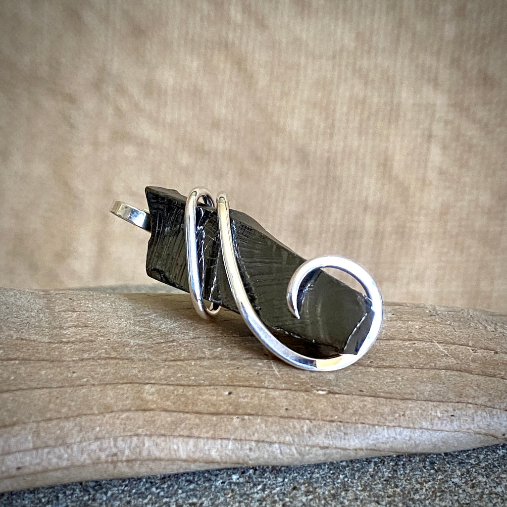 Elite Shungite Pendant | 3.7 g Hand Forged Sterling Silver Setting