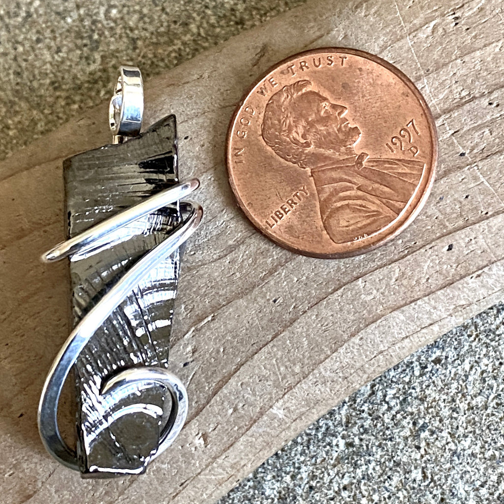 Elite Shungite Pendant | 3.7 g Hand Forged Sterling Silver Setting penny