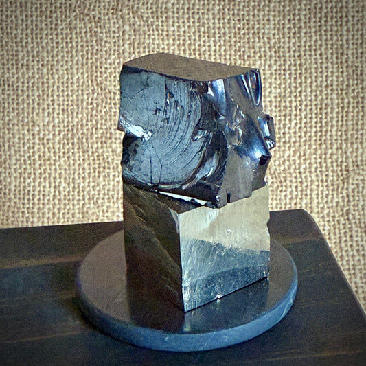 Elite Shungite & Pyrite Cube Stack | With Round Shungite Tile