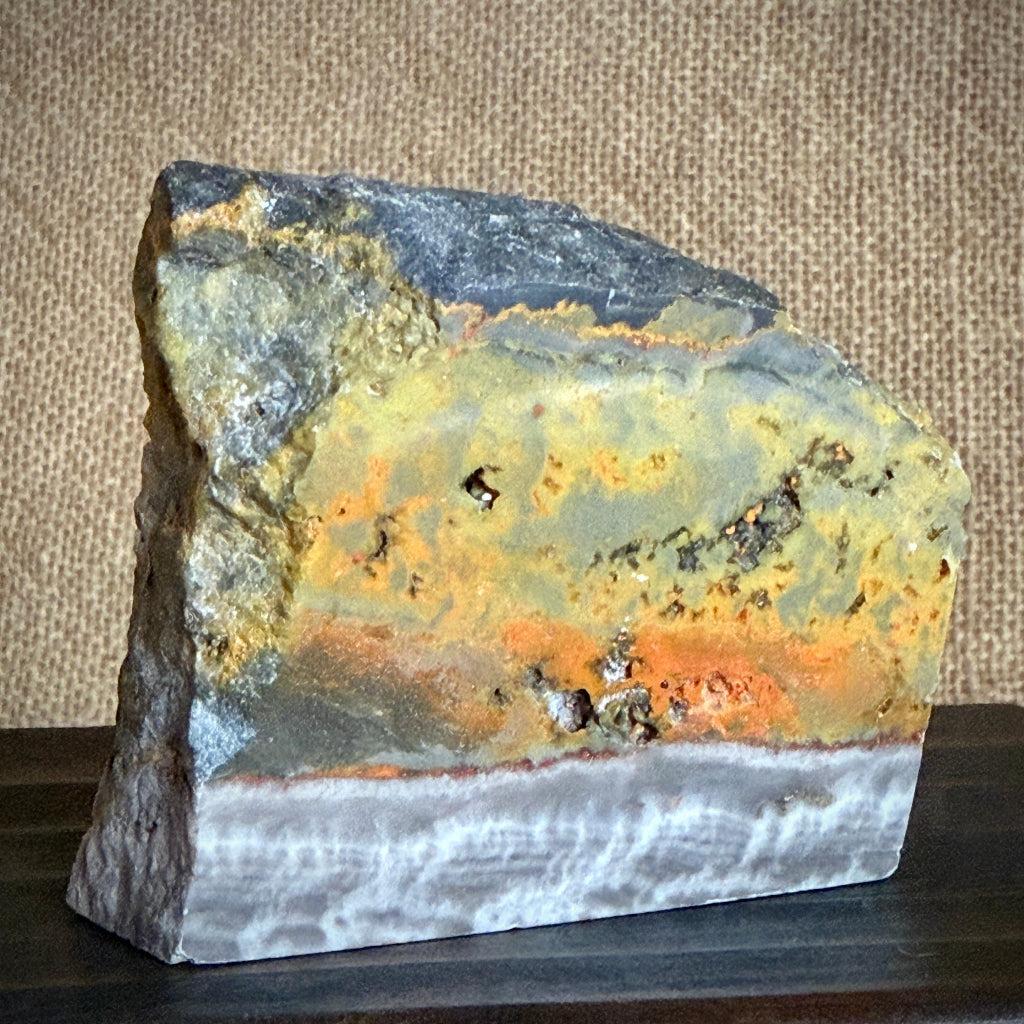 Engraved Shungite Metatron's Cube on Bumblebee Jasper Slab