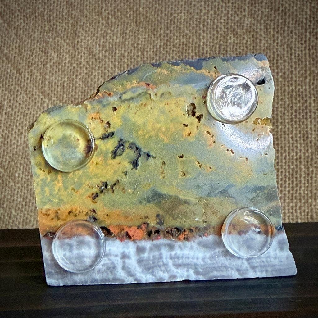 Engraved Shungite Metatron's Cube on Bumblebee Jasper Slab