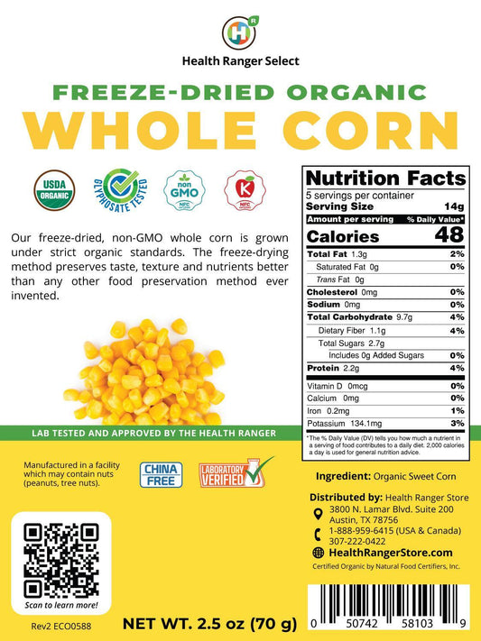 Freeze-Dried Organic Whole Corn 2.5 oz (70g)