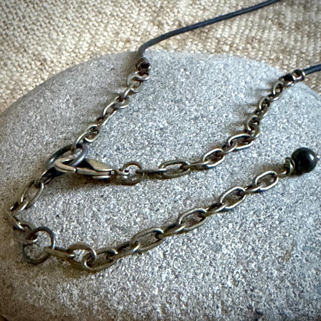 Funky Shungite Donut Necklace | Brass Safety Pin Bail, Adjustable