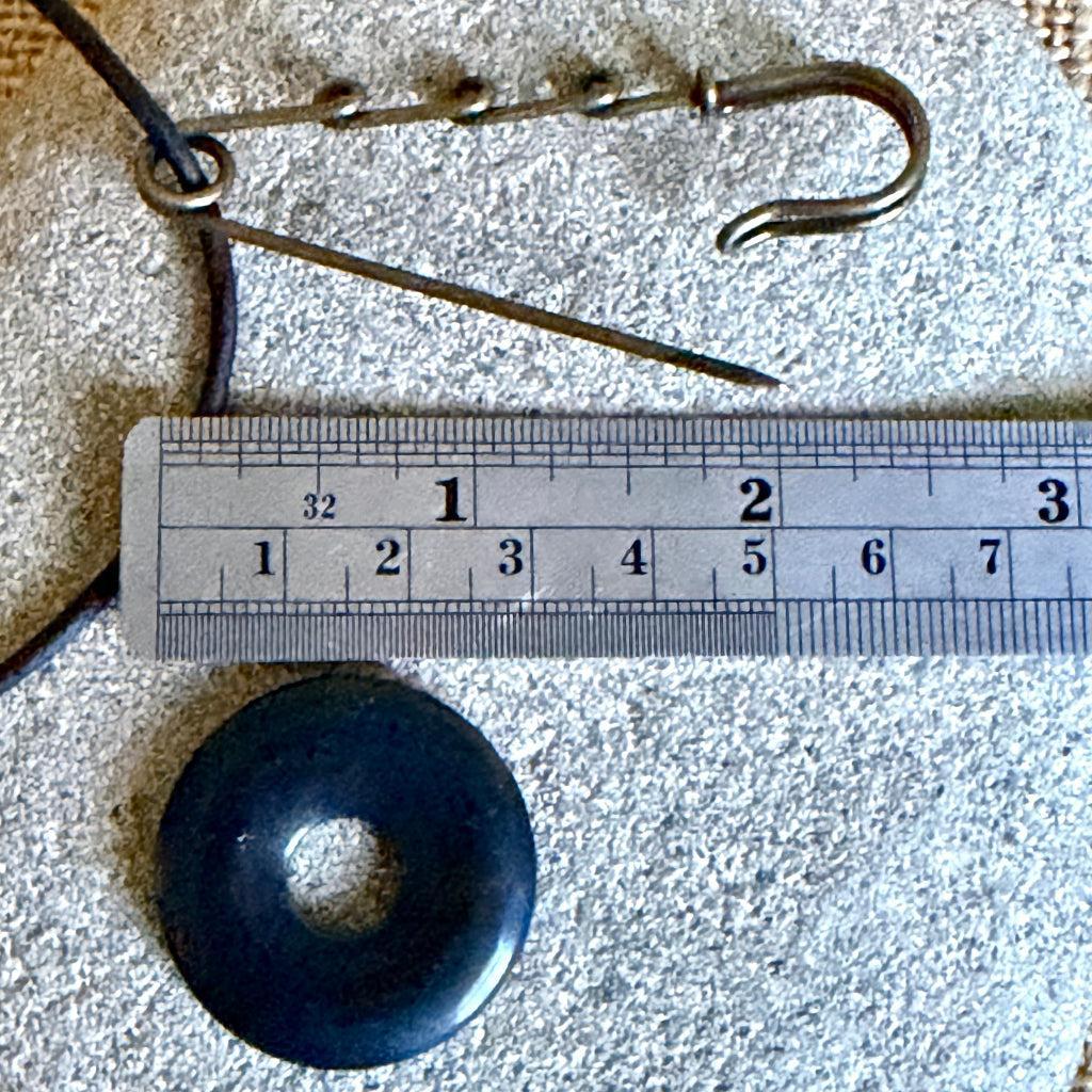 Funky Shungite Donut Necklace | Brass Safety Pin Bail, Adjustable