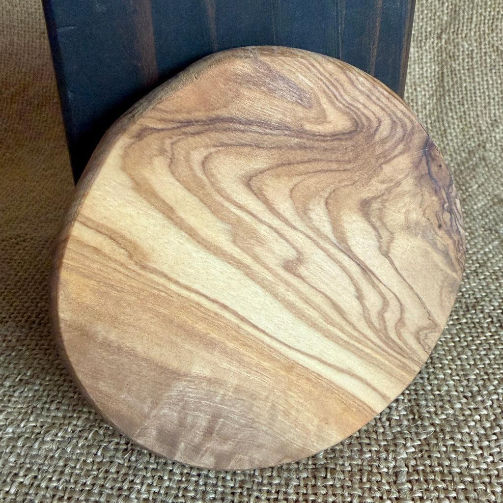 High Shungite Pyramid, 50mm Square Base | Olive Wood Stand