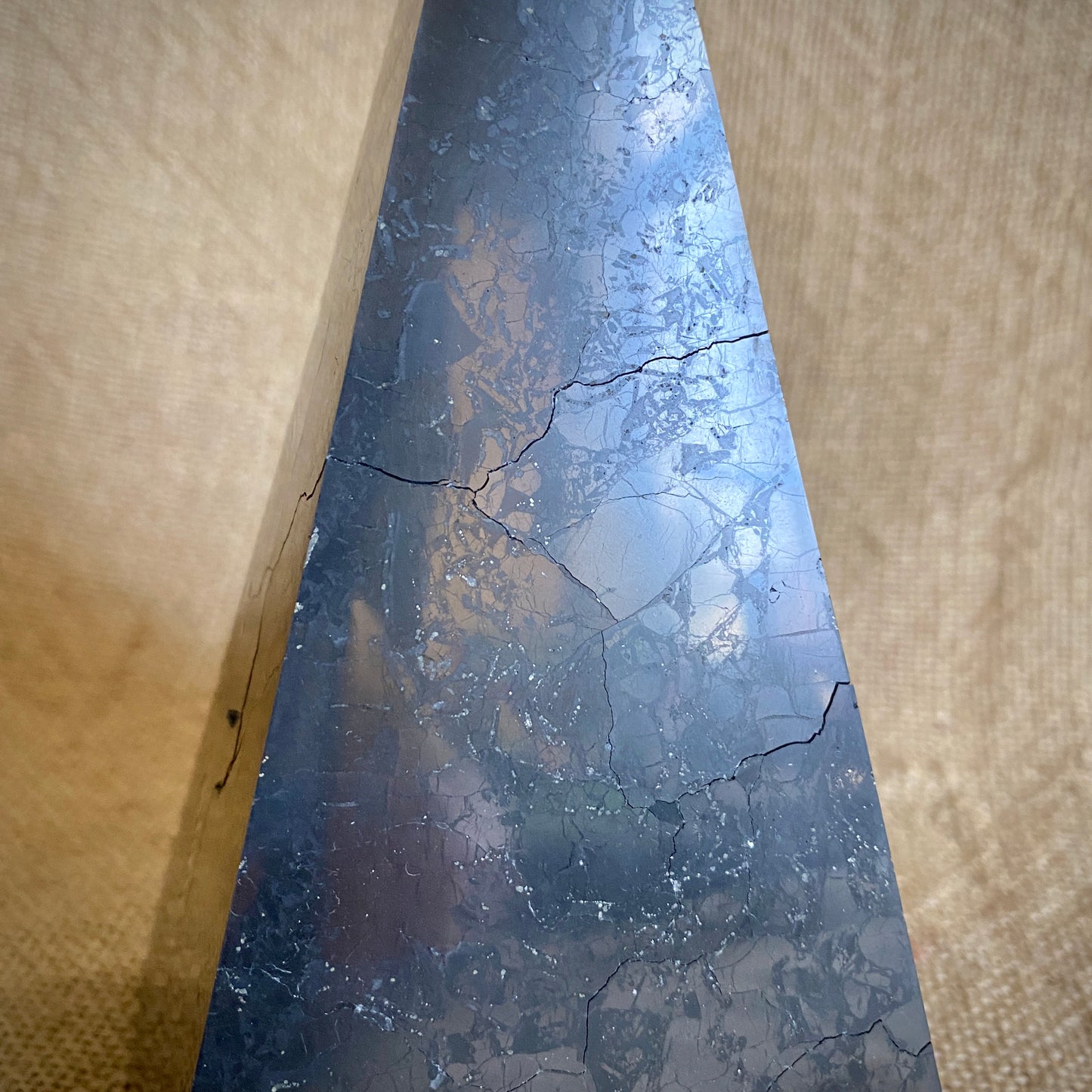 High Shungite Pyramid With Multiple Cracks - PRICE SLASHED