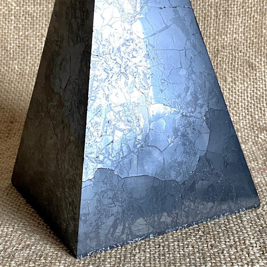 High Shungite Pyramid With Several Cracks - PRICE REDUCED