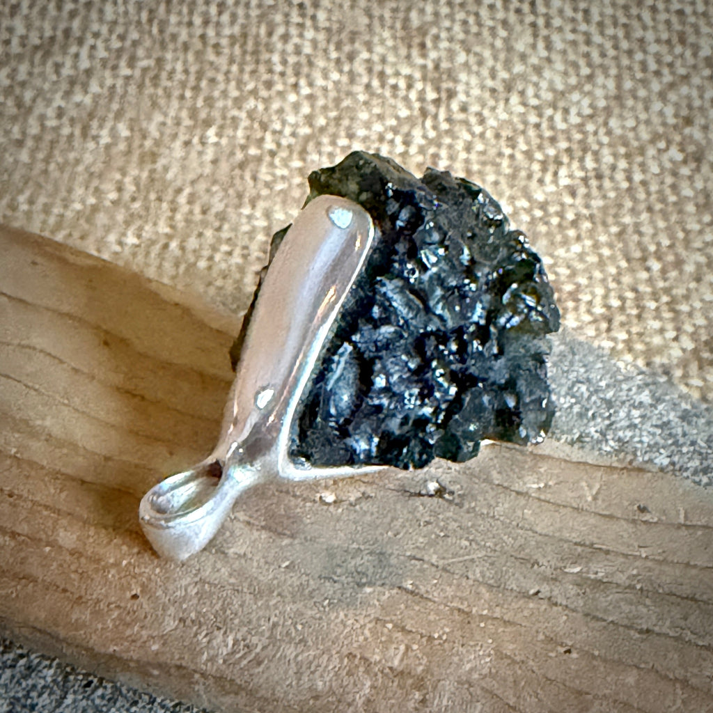 Huge Moldavite Pendant 17g | Sterling Silver Lost Wax Casting 3