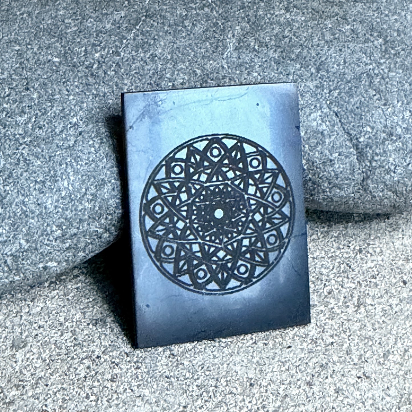 Mandala Shungite Phone Plate | Rectangular with Adhesive Back