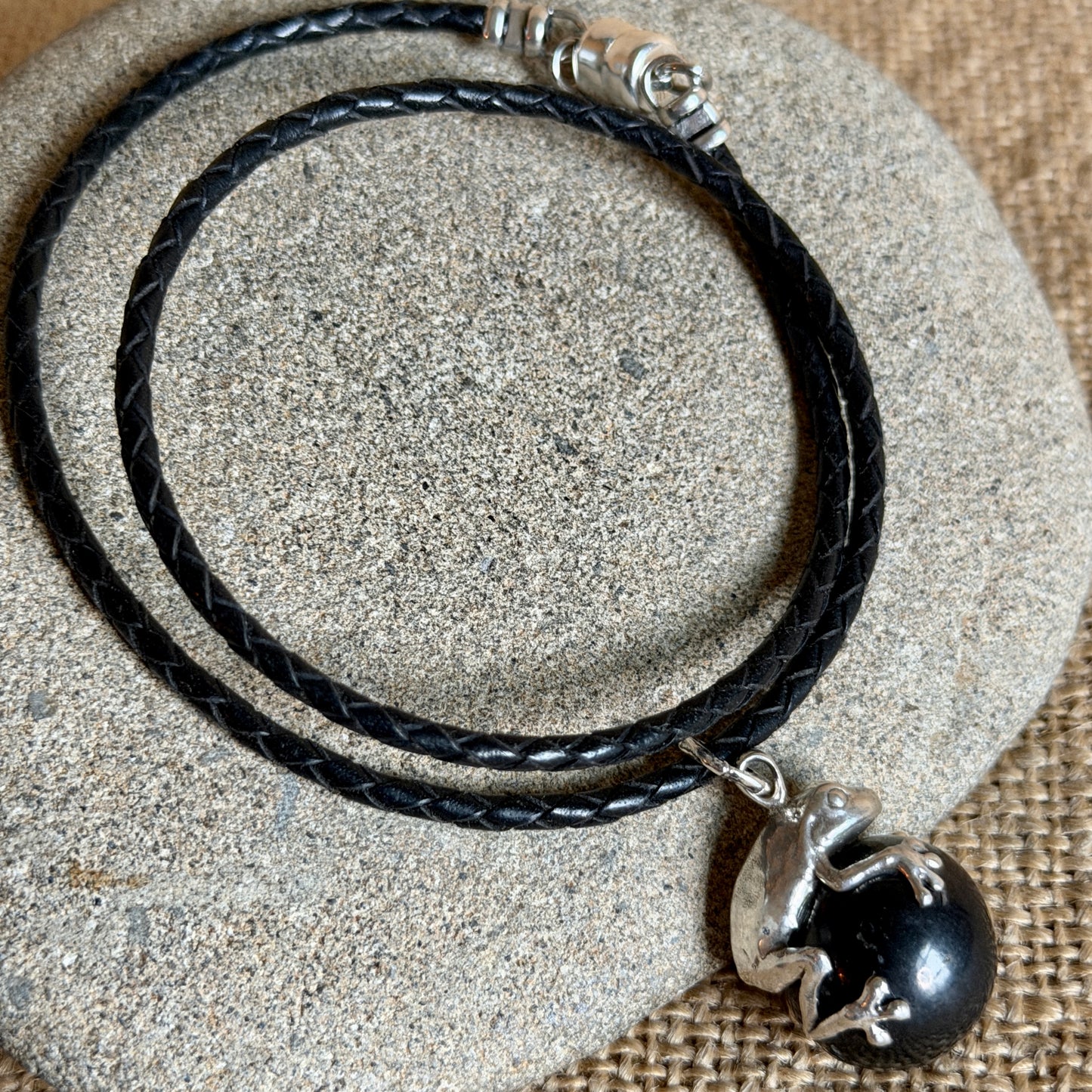 Black Shungite Froggy Pendant | Sterling Silver Lost Wax Casting