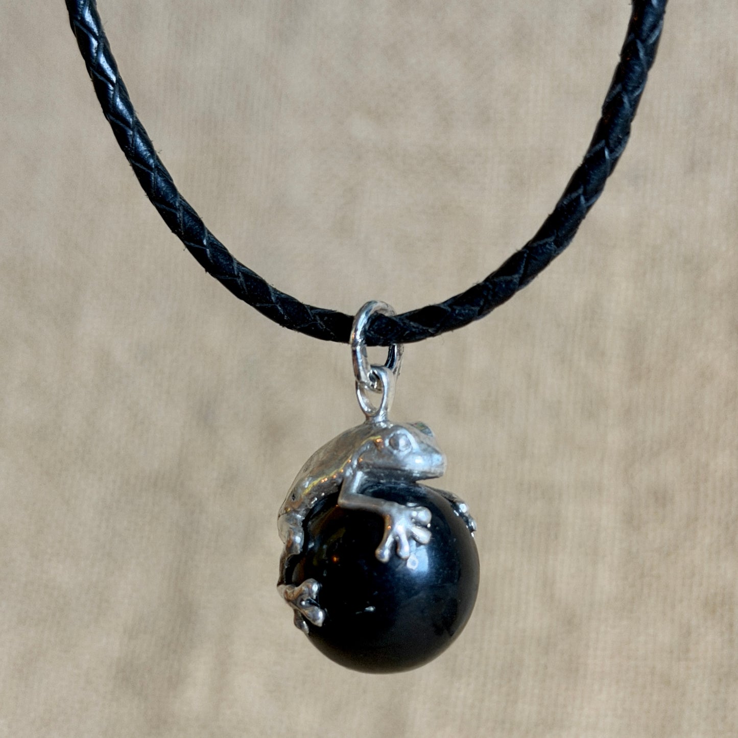 Black Shungite Froggy Pendant | Sterling Silver Lost Wax Casting