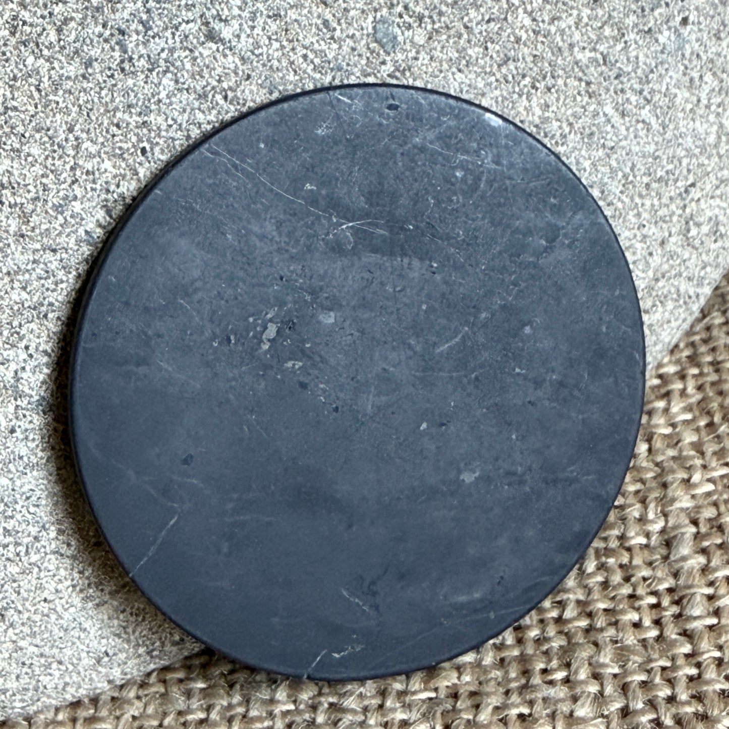 Jumbo Sized Round Shungite Phone Plate with Adhesive