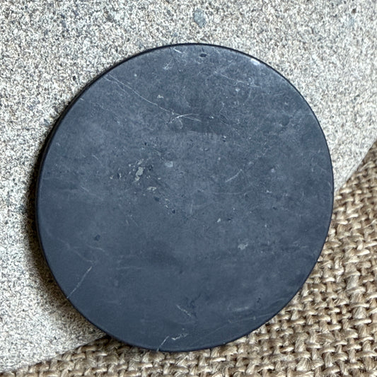 Jumbo Sized Round Shungite Phone Plate with Adhesive
