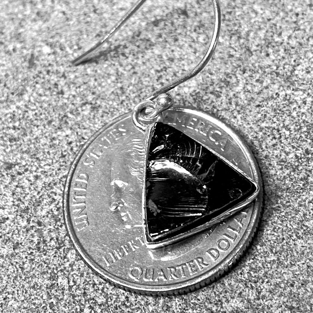Sterling Silver Elite Shungite Vintage Triangle Earrings