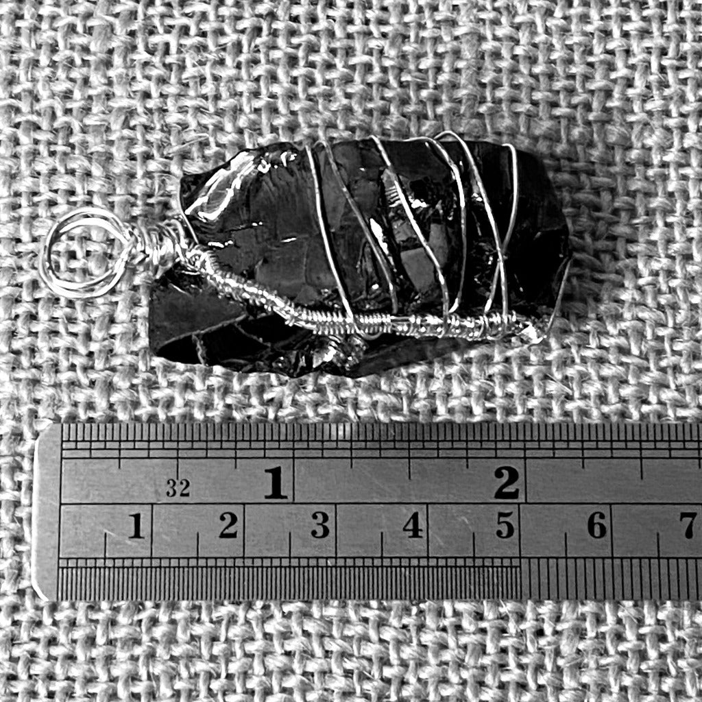 Chunky Wire Wrapped Elite Shungite Pendant, Vintage, 27g
