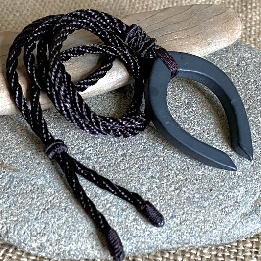 Shungite Yoni Necklace | Adjustable Korean Rope Cord