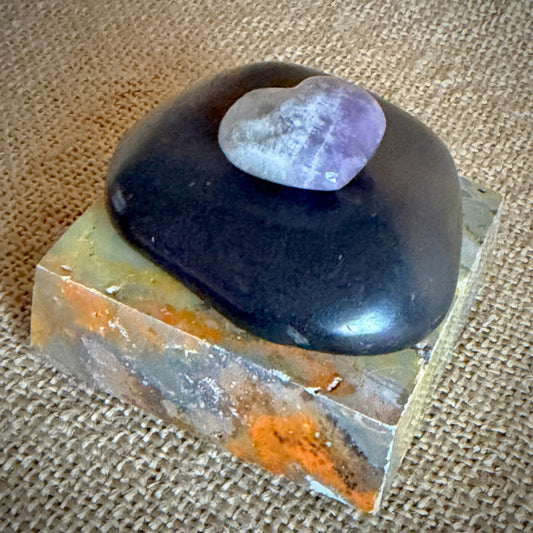 Jumbo Tumbled Shungite Stone & Amethyst Heart | Bumblebee Jasper Slab