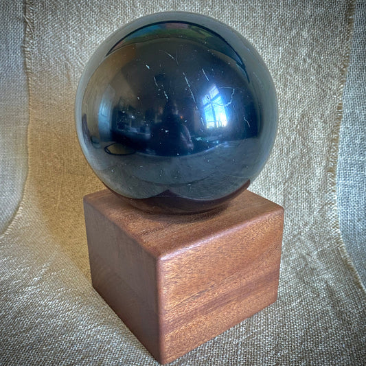 Large Shungite Sphere 6 Inch B | PRICE REDUCED | Hairline Cracks on stand