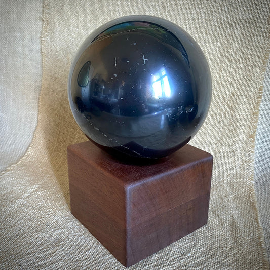 Large Shungite Sphere 6 Inch | PRICE REDUCED | Hairline Cracks on stand