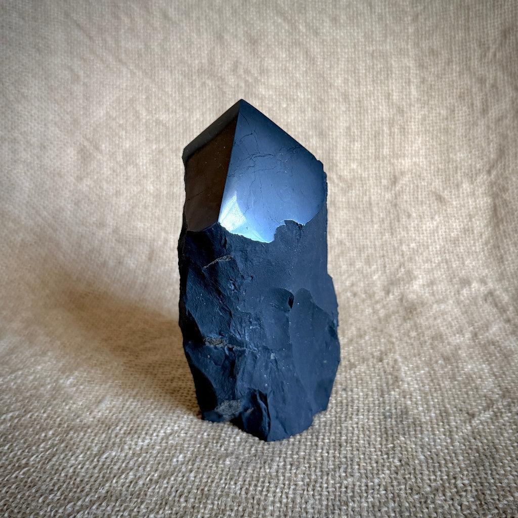 Medium Raw Shungite Point | Beautifully Cut & Polished