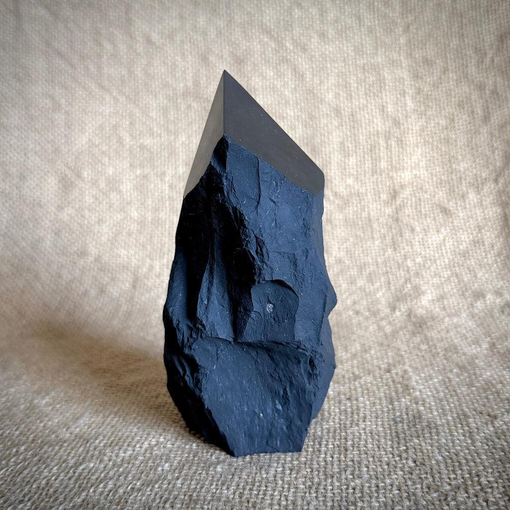 Medium Raw Shungite Point | Beautifully Cut & Polished