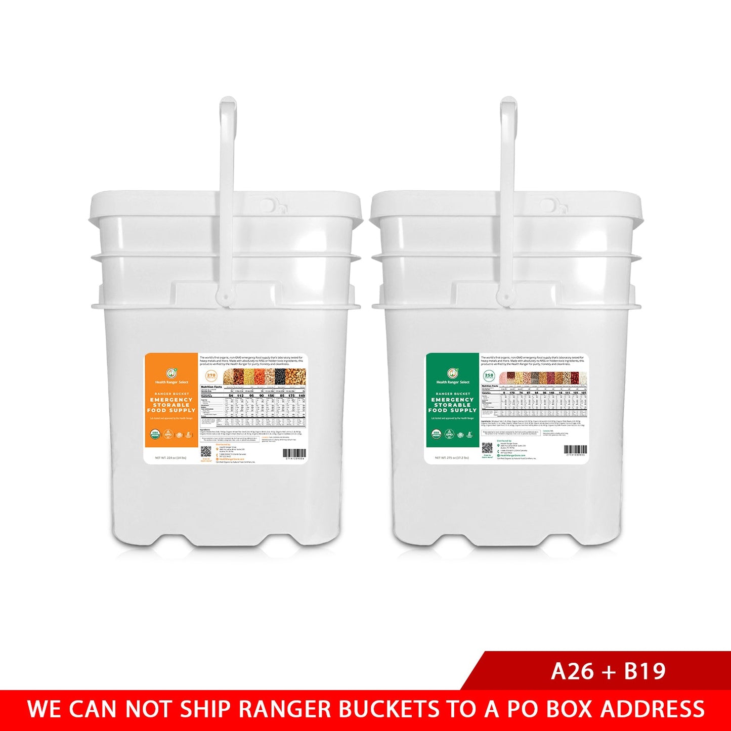Ranger Bucket Set | Organic Emergency Storable Food Supply
