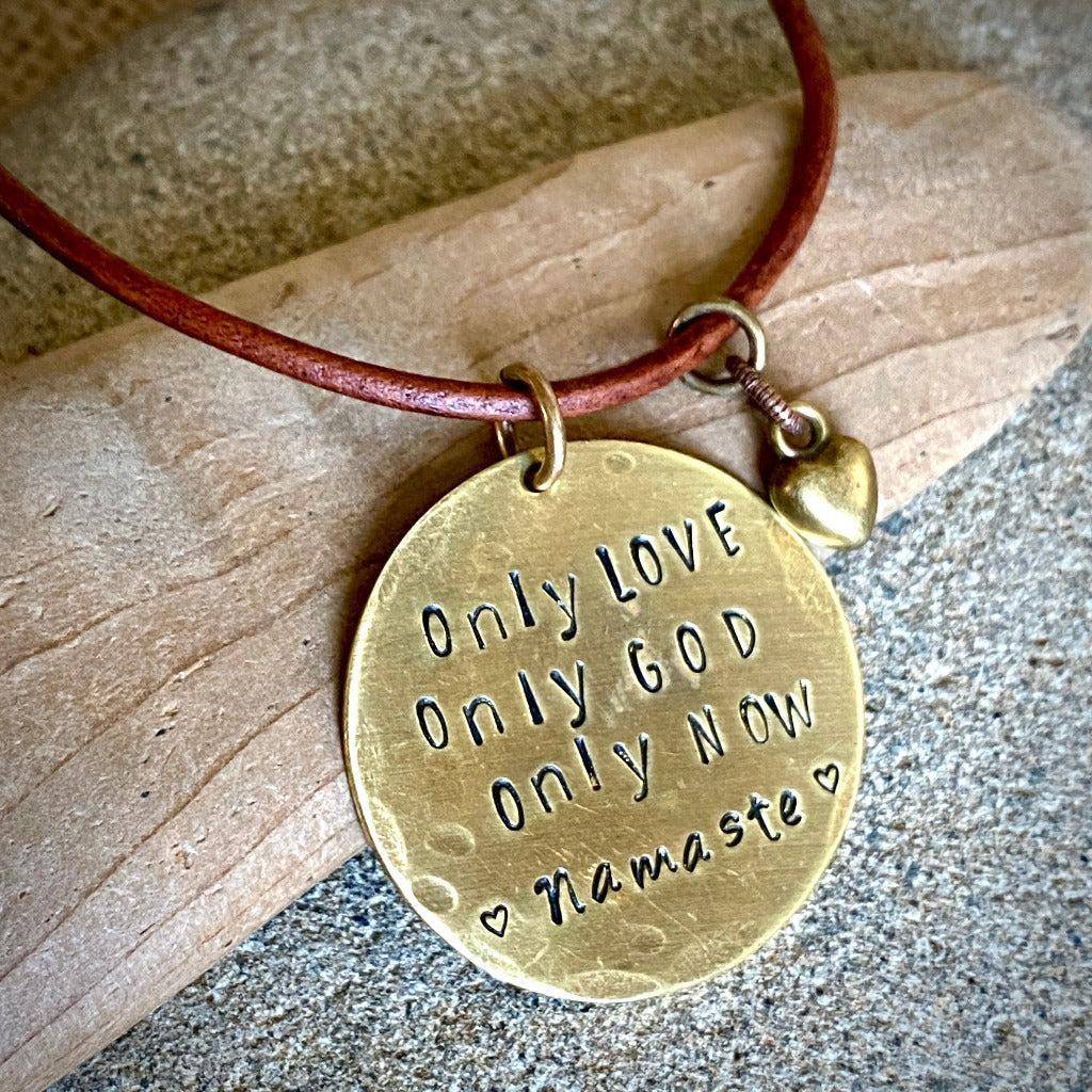Namaste 3-Onlies Spiritual Necklace | Leather, Heart Charm
