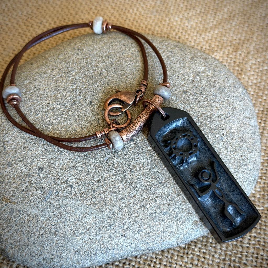 Native American Sun Dance Pendant | Shungite & Petoskey Stone