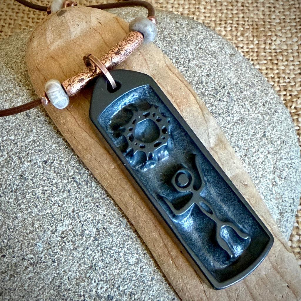 Native American Sun Dance Pendant | Shungite & Petoskey Stone