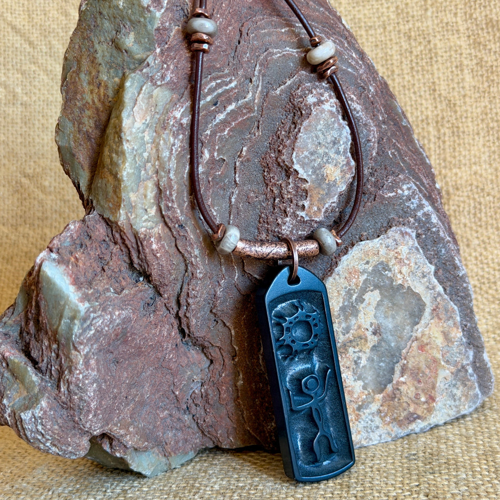 Native American Sun Dance Pendant | Shungite & Petoskey Stone 4