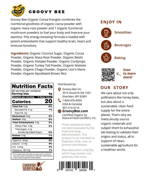 Organic Cocoa Energize 12 oz (340 g)