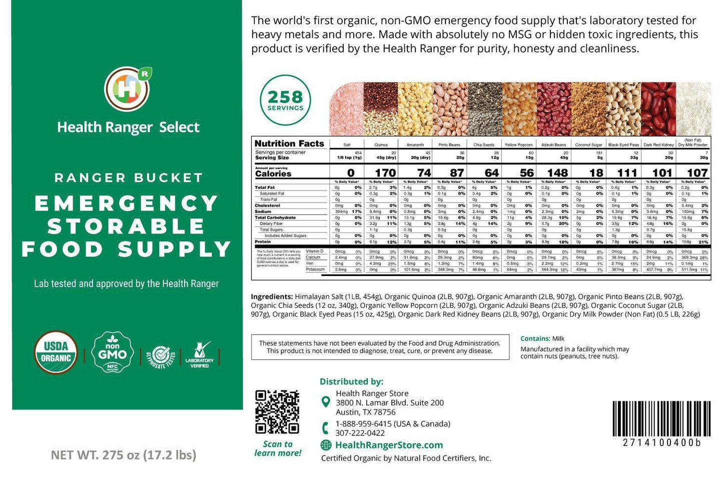 Ranger Bucket Set | Organic Emergency Storable Food Supply