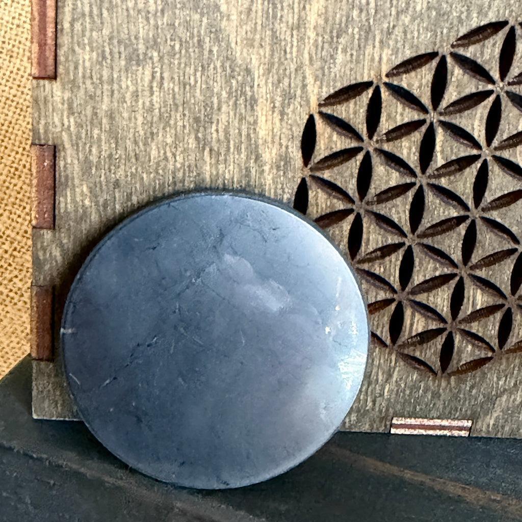Round Black Shungite Phone Plates with Adhesive on Back | Two Sizes